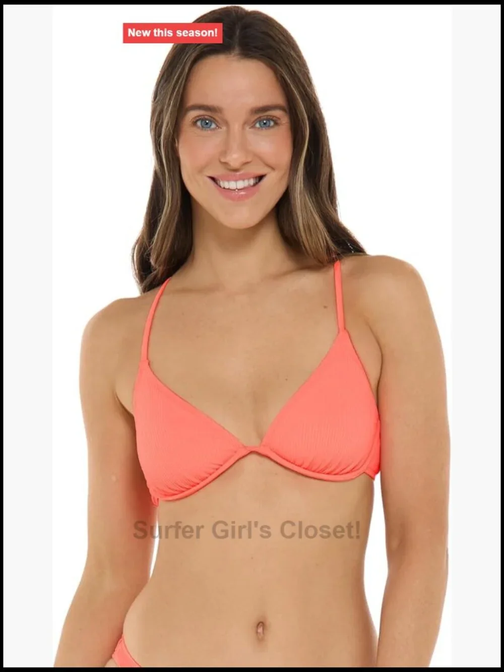 Underwire Bikini Top with Adjustable 2-Way Back, Removable Cups